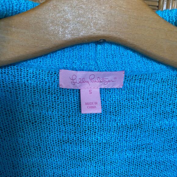 Lilly Pulitzer Open Front Cardigan Sweater Blue Size Small Viscose Blend - Picture 3 of 7